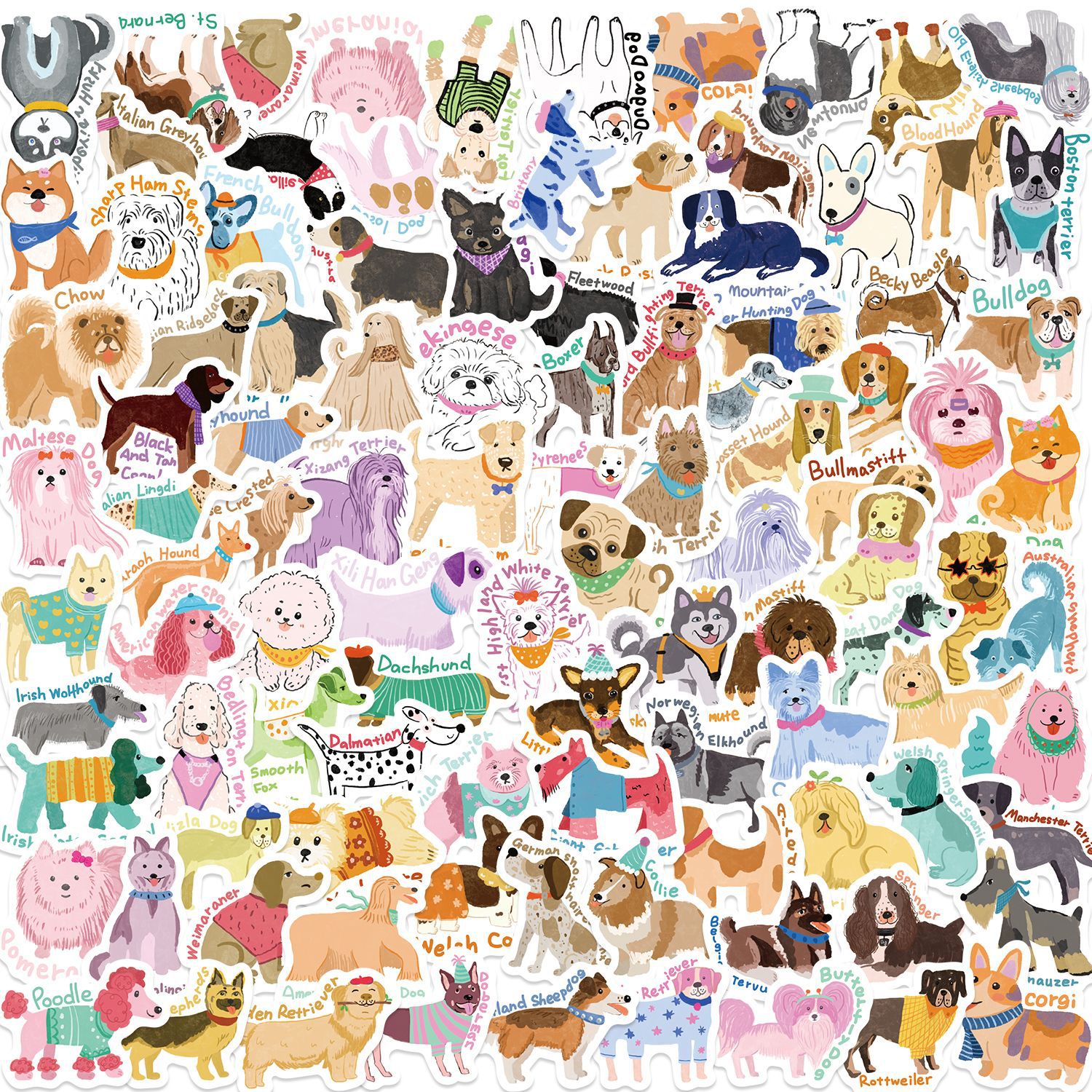 Laptop Accessories Kids - 100 pçs bonito cão graffiti adesivo