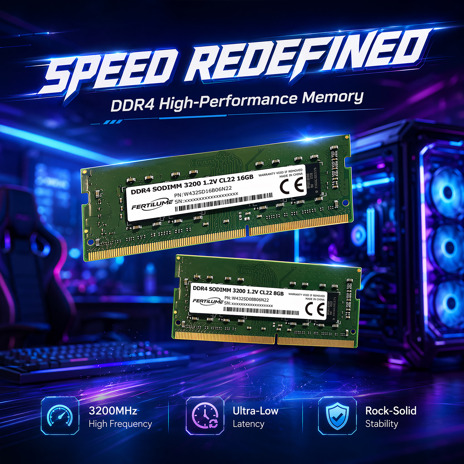 Memory Ram Upgrade - Módulo de Memória DDR4 SODIMM 3200MHz