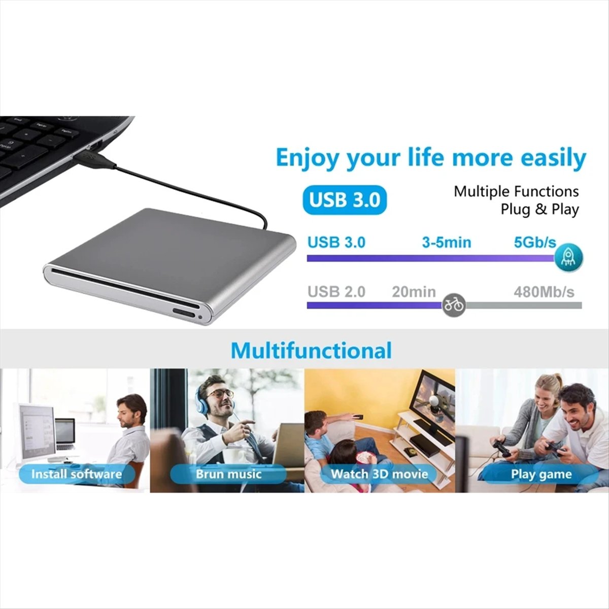 DT77 Unidade Óptica Externa de - Laptop Accessories Bd avaliação e preço