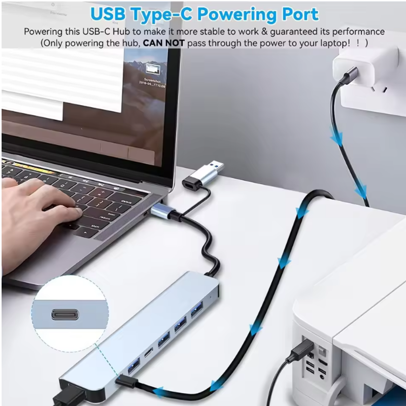 Hub USB-C de 7 Portas 3.0 2.0  - Laptop Accessories Gadgets avaliação e preço