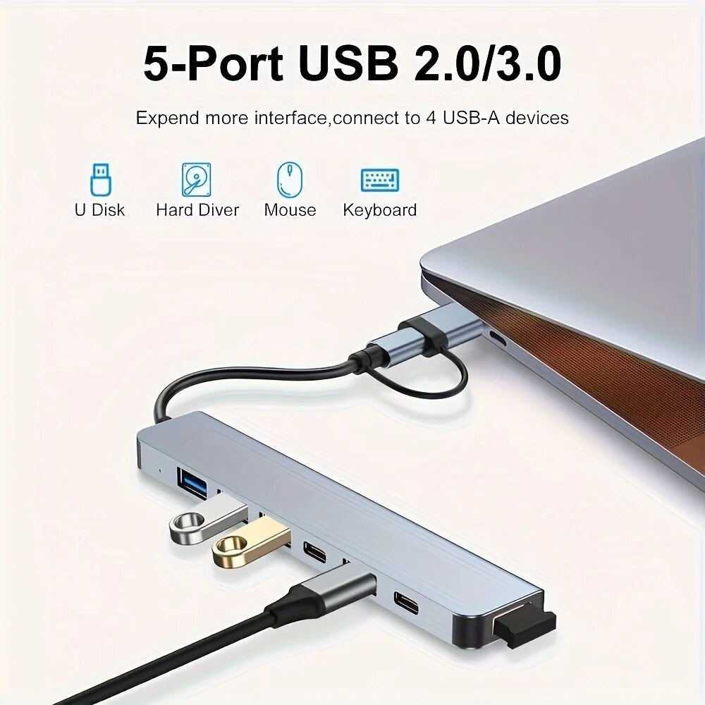 Hub USB3.0 2 em 1 com 7 Portas - Laptop Accessories Gadgets avaliação e preço